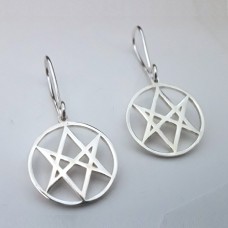 Серьги Обереги Уникурсальная Гексаграмма серебряные